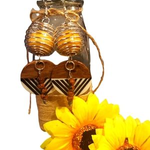 Fun Wood Bead Earrings Handmade